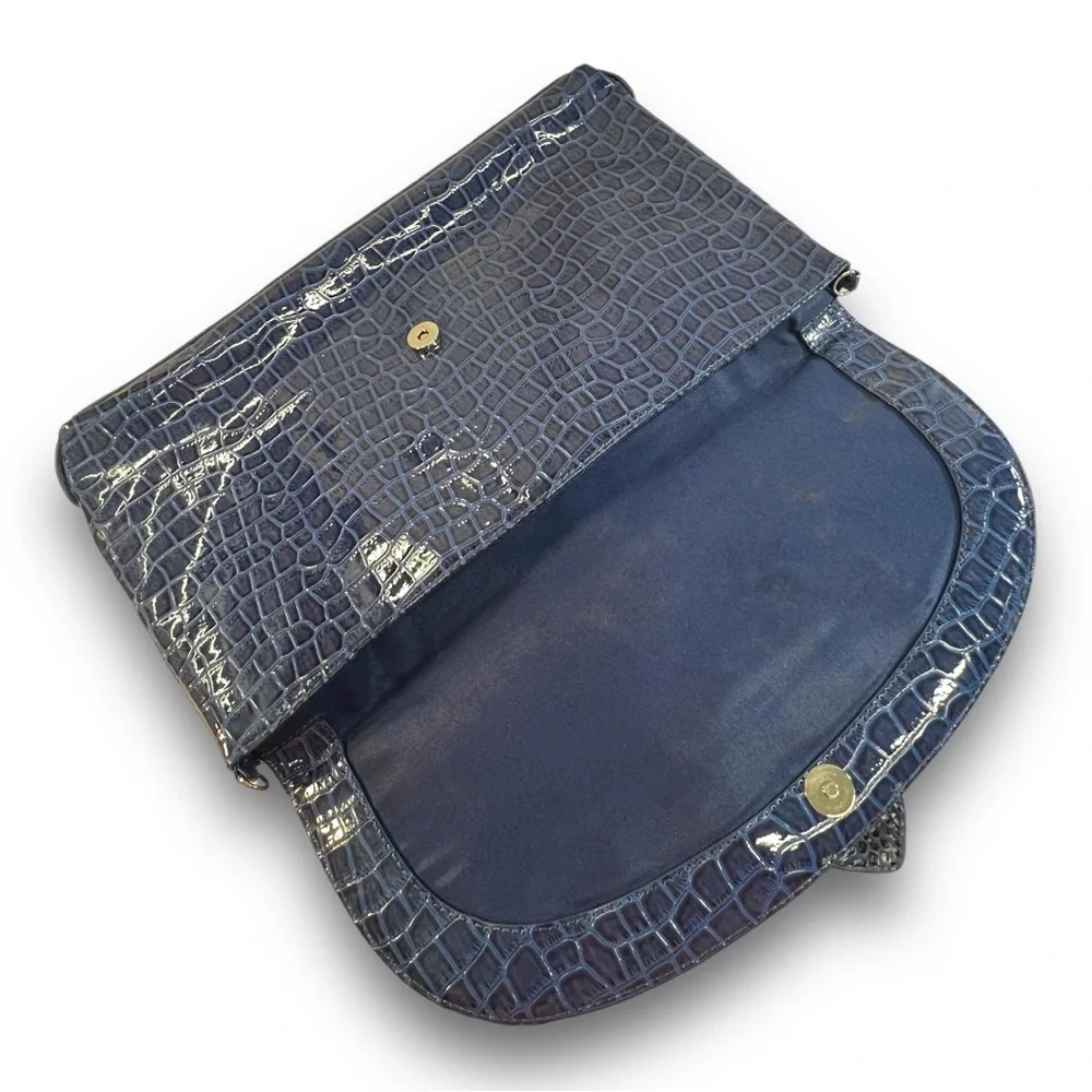 WHITEHOUSEBLACKMARKET Vintage Cobalt Blue Croc Embossed Envelope Clutch